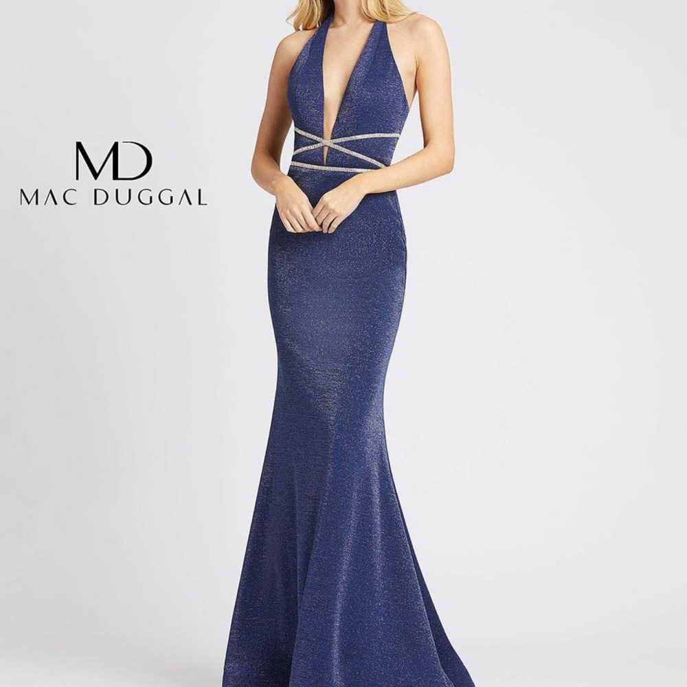 Mac Duggal plunge halter dress
